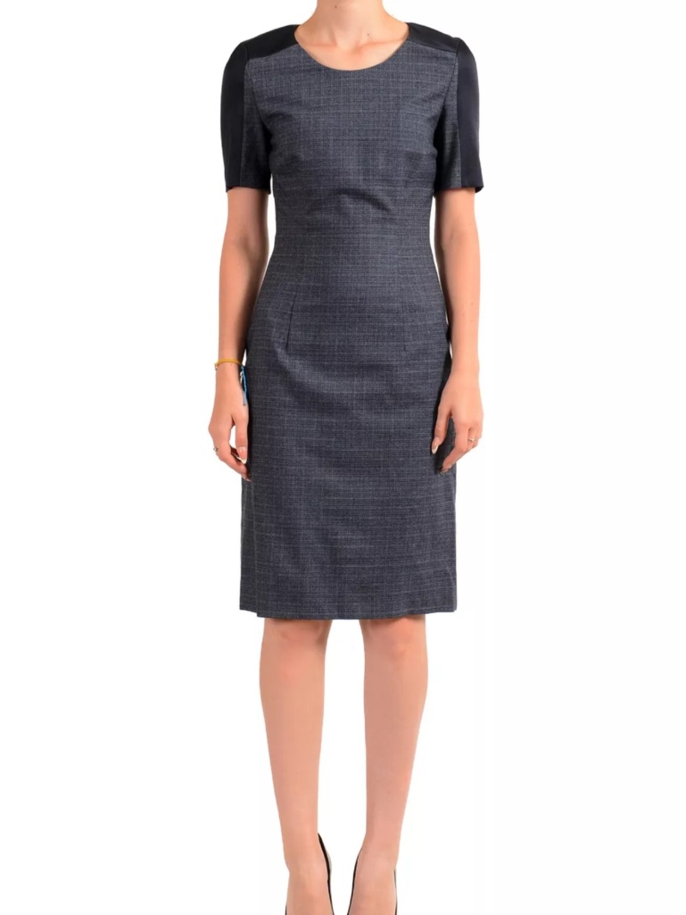 Hugo Boss Women's "Dirusa3" Wool Short Sleeves Pencil Dress Sz 10/ IT 46